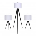 Metal,s/3,26/60"h,table&floor Tripod Lamps,blk