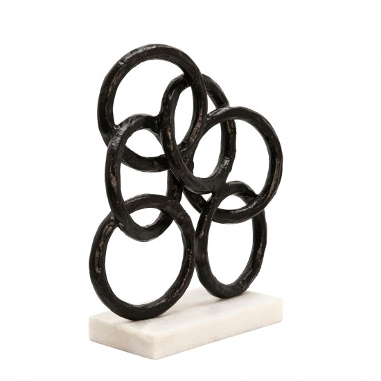 13" Metal Rings On Marble Base, Black