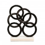 13" Metal Rings On Marble Base, Black