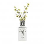 Cer, 11"h Sleeping Man Flower Vase, Wht/blk