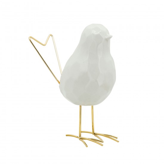 8"h Bird Statuette, White