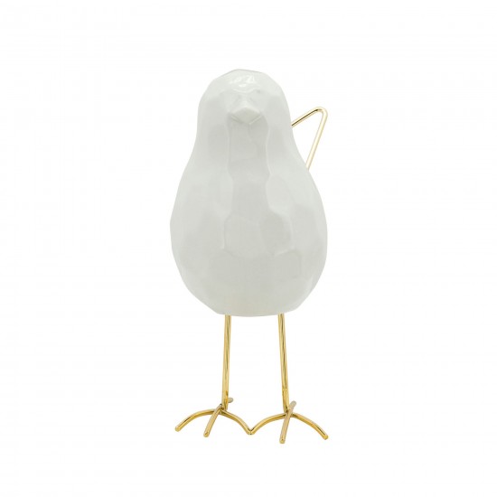 8"h Bird Statuette, White