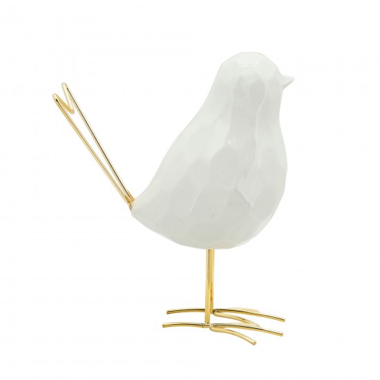 8"h Bird Statuette, White