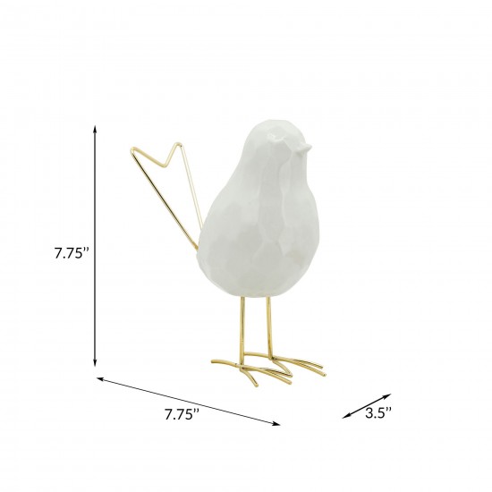 8"h Bird Statuette, White