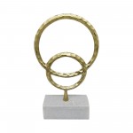 Metal/marble, 17"h Double Ring Accent, Gold