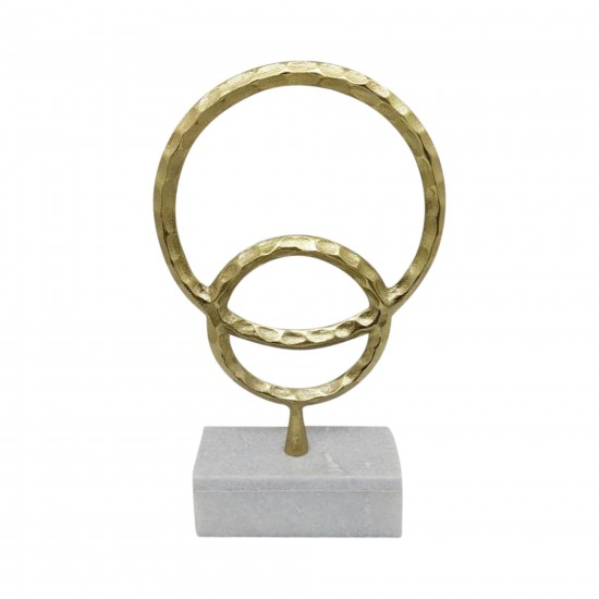 Metal/marble, 17"h Double Ring Accent, Gold