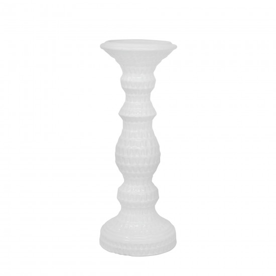 Dimpled White Candle Holder 12.25"