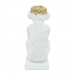 Res, 14" Monkey Figurine Flower Crown, Wht/gold