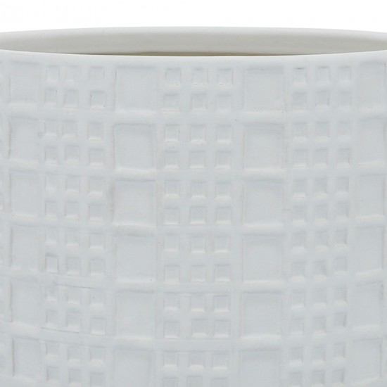 S/2 Mesh Metallic Planters 6/8", White