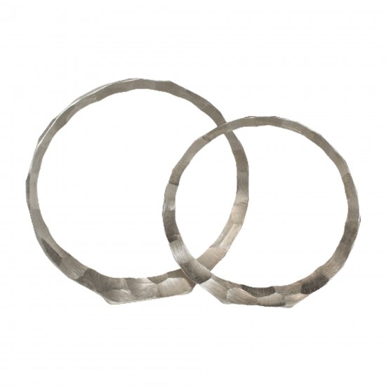 Metal, S/2, 14/17" Hammered Decorative Rings, Slvr