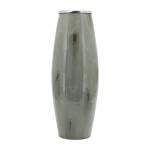 Glass, 24"h Vase W/ Metal Ring, Taupe