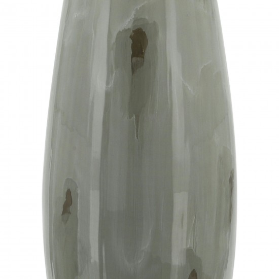 Glass, 24"h Vase W/ Metal Ring, Taupe