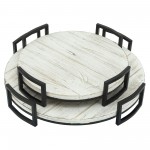 S/2 Round Wood Trays, Gray