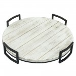 S/2 Round Wood Trays, Gray