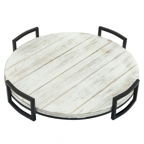 S/2 Round Wood Trays, Gray