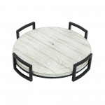 S/2 Round Wood Trays, Gray