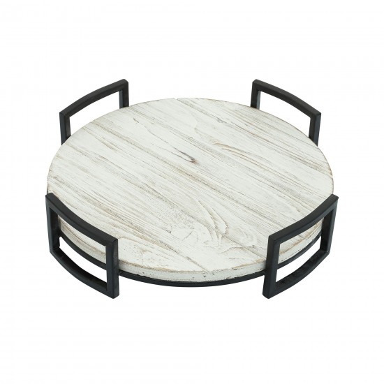 S/2 Round Wood Trays, Gray