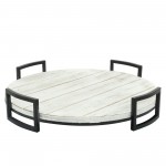 S/2 Round Wood Trays, Gray