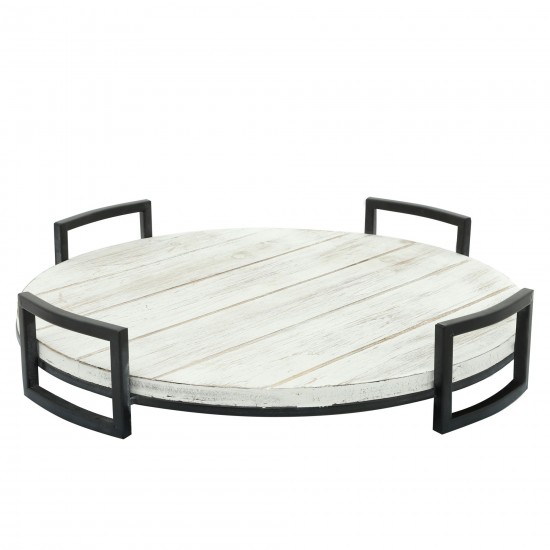 S/2 Round Wood Trays, Gray