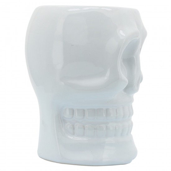 Cer, 6" Skull Vase, White