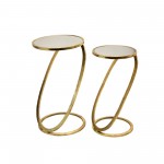 S/2 Gold Accent Tables, Mirror Top