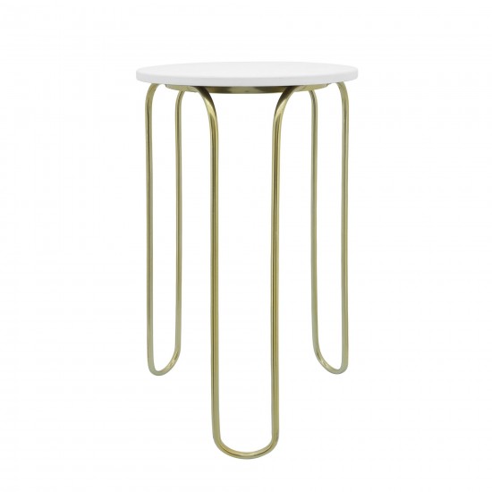 Metal, S/2 22/28" End Tables, White/gld