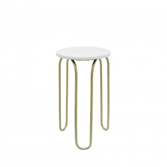 Metal, S/2 22/28" End Tables, White/gld