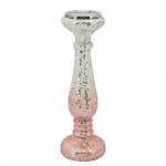 15" Blush Crackled Candle Holder