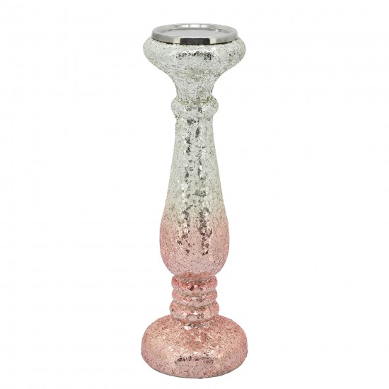 15" Blush Crackled Candle Holder