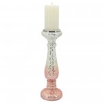 15" Blush Crackled Candle Holder