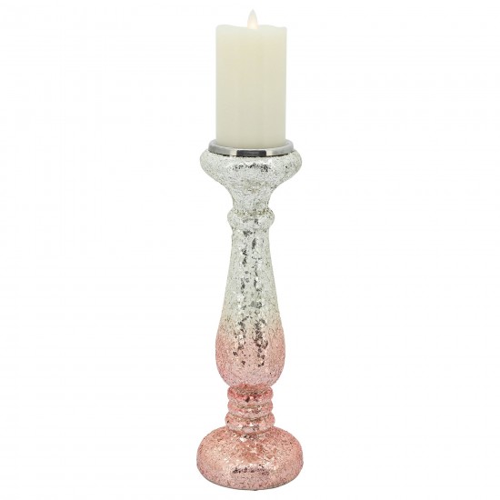 15" Blush Crackled Candle Holder