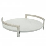14" Metal Tray W/ Marble, Silver