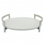 14" Metal Tray W/ Marble, Silver