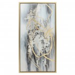 22x42 S/3 Abstract Canvas, Multi On Gold Frame