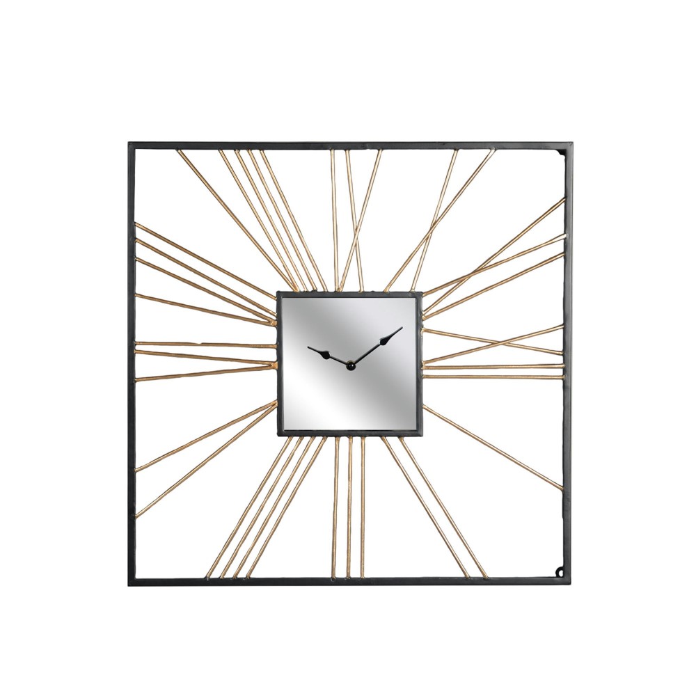 Ec, Square Gold Metal Mirror Clock, Wb