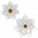 Metal 19" Lotus Wall Deco, White/gold