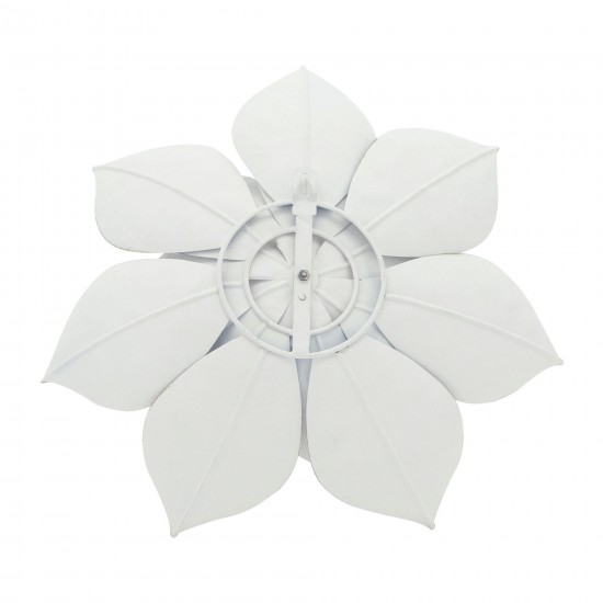 Metal 19" Lotus Wall Deco, White/gold