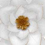 Metal 19" Lotus Wall Deco, White/gold