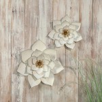 Metal 19" Lotus Wall Deco, White/gold