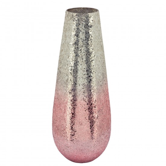 18" Crackled Vase, Blush Ombre