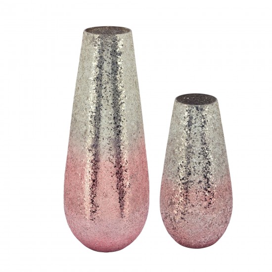 18" Crackled Vase, Blush Ombre