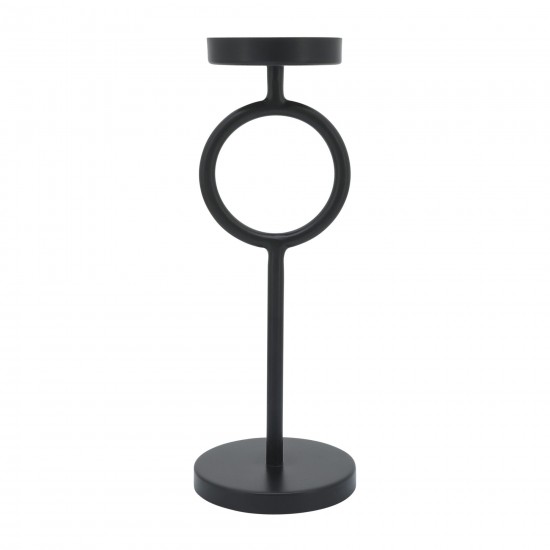 Metal, 13"h Ring Candle Holder, Black