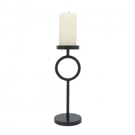 Metal, 13"h Ring Candle Holder, Black