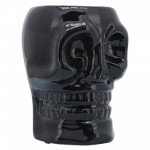 Cer, 6" Skull Vase, Black