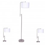 S/3 Metal 24" Table & 57" Floor Lamp, Silver - Kd