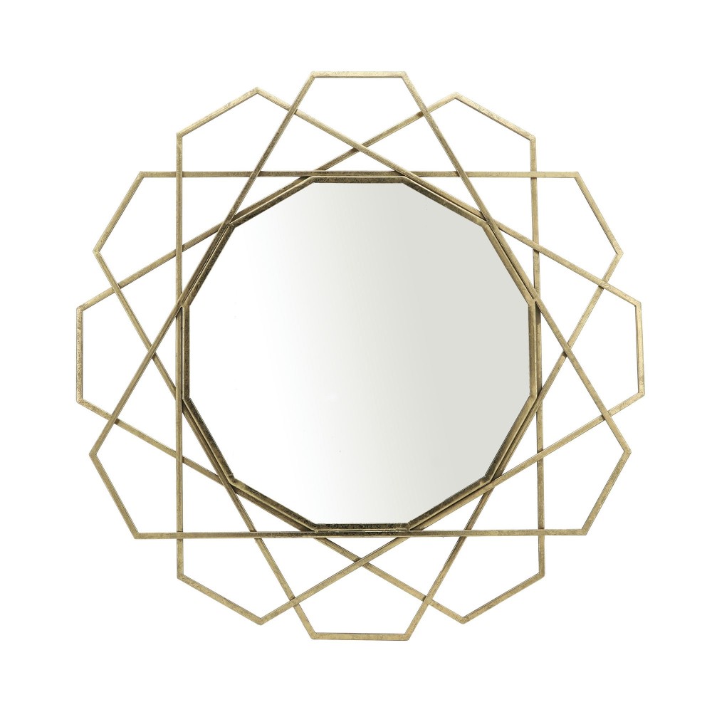 Metal 35" Geometric Mirror, Gold Wb