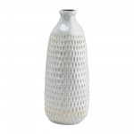 Cer, 16" Dimpled Vase, Oatmeal