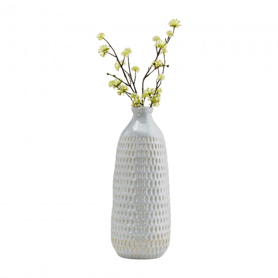 Cer, 16" Dimpled Vase, Oatmeal