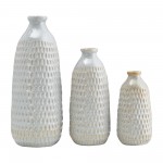 Cer, 16" Dimpled Vase, Oatmeal