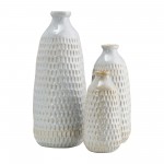 Cer, 16" Dimpled Vase, Oatmeal